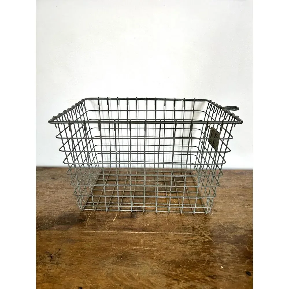 Vintage Industrial Wire Basket | Retro Gym Locker | Milk Crate Storage | MCM Bin